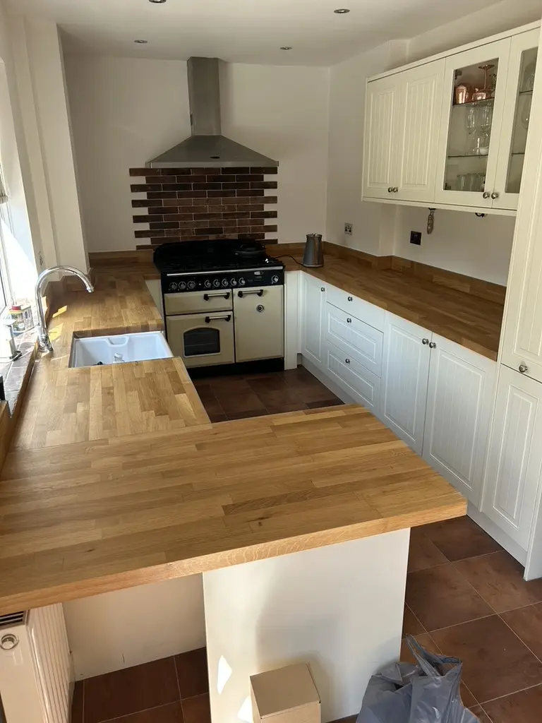 Existing oak worktops refurbished and refinished