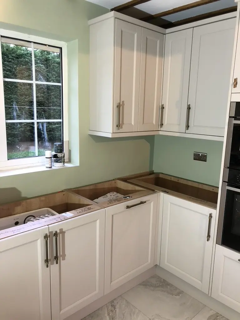 Doors on, ready for the worktops, Hitchin