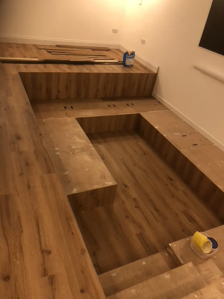 Sunken lounge framed, with lift-out storage lids, Letchworth
